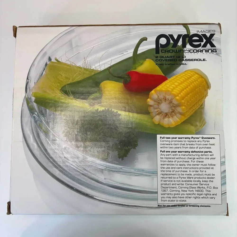 Vintage 1984 Pyrex Crown Corning 2 Quart Covered Casserole Dish